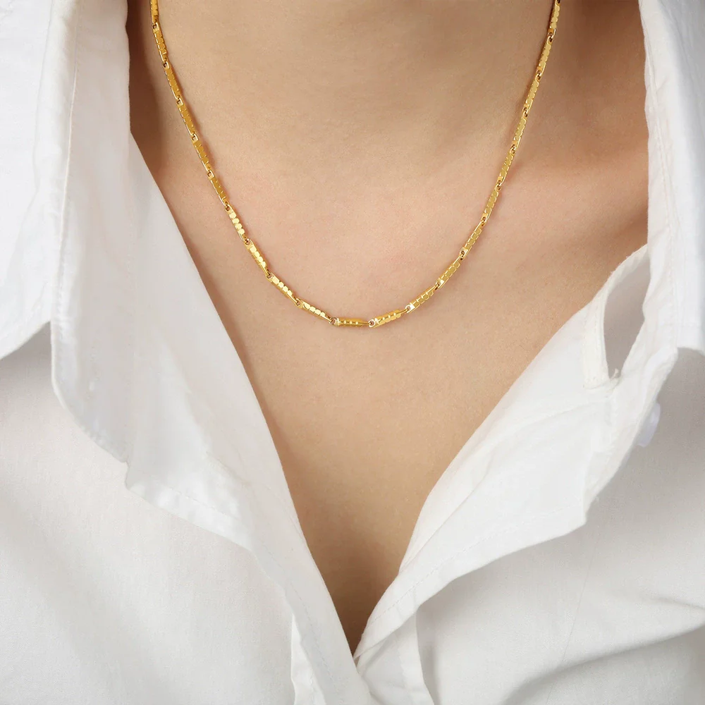 Necklace Titanium Steel Geometric Texture Electroplating Personality Style - Image 13
