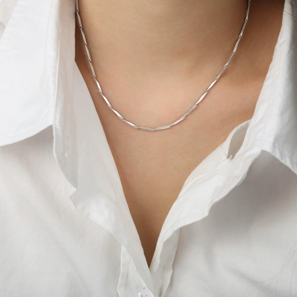 Necklace Titanium Steel Geometric Texture Electroplating Personality Style - Image 17