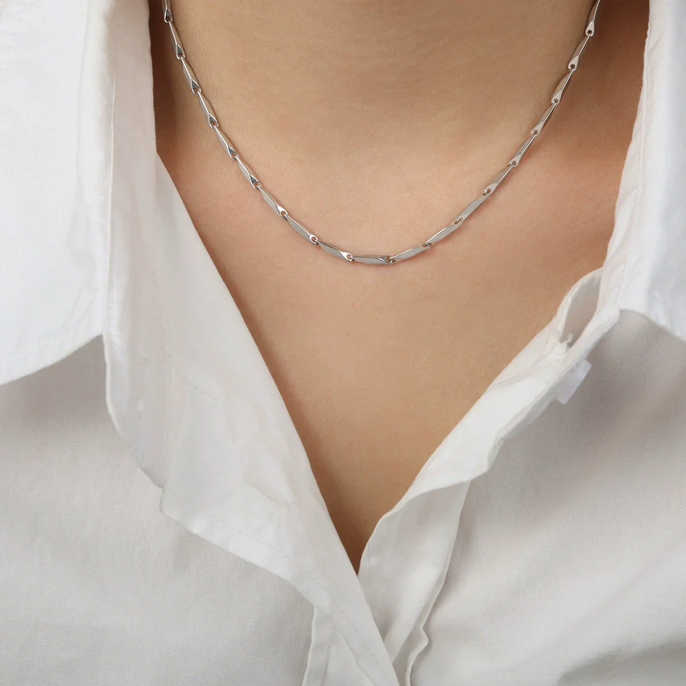 Necklace Titanium Steel Geometric Texture Electroplating Personality Style - Image 20