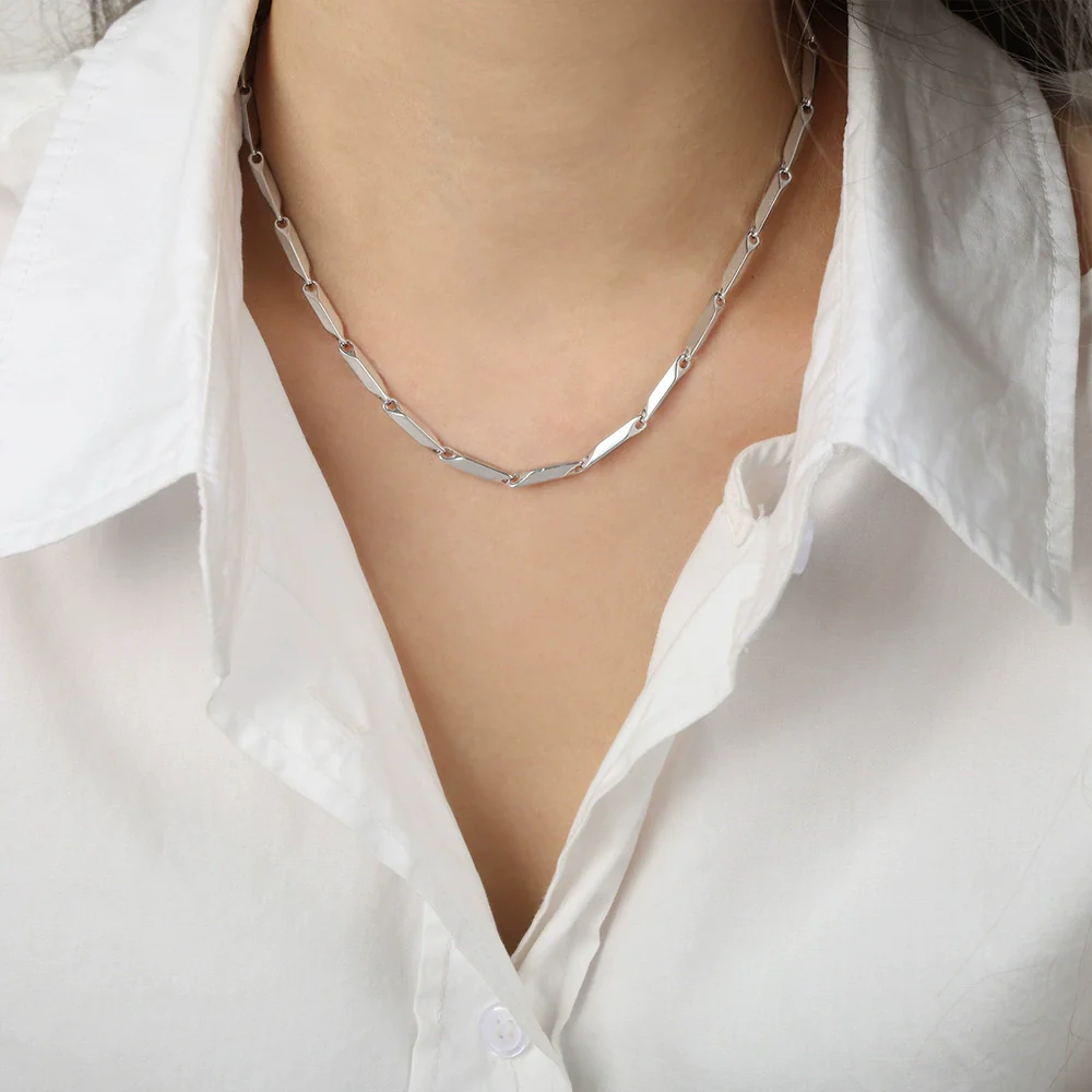 Necklace Titanium Steel Geometric Texture Electroplating Personality Style - Image 5