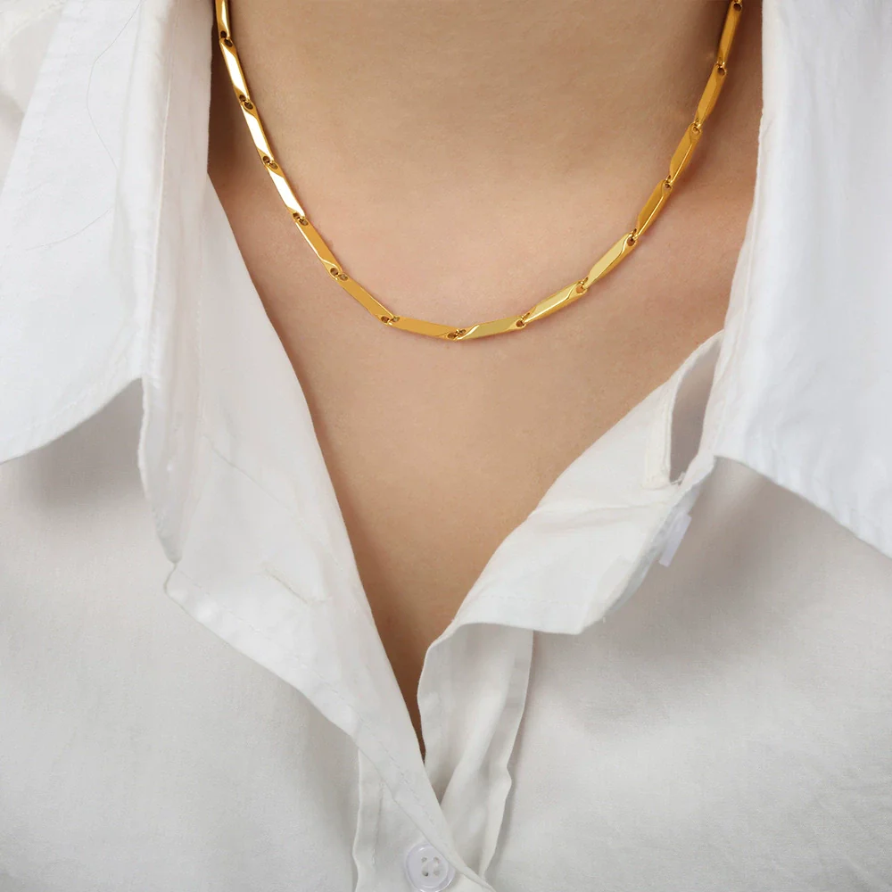 Necklace Titanium Steel Geometric Texture Electroplating Personality Style - Image 7