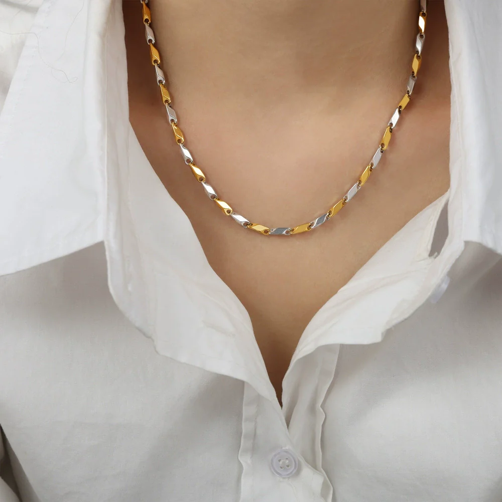 Necklace Titanium Steel Geometric Texture Electroplating Personality Style - Image 9