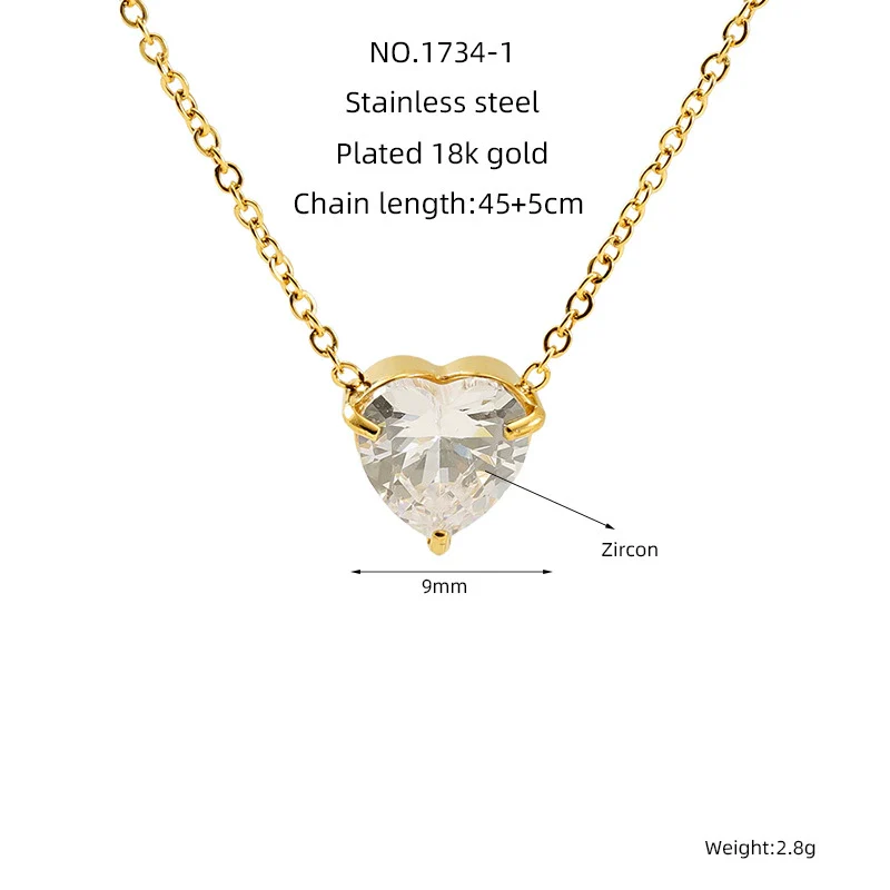 Necklace 316L Stainless Steel Heart Pendant Electroplating Cross Chain For Women - Image 5