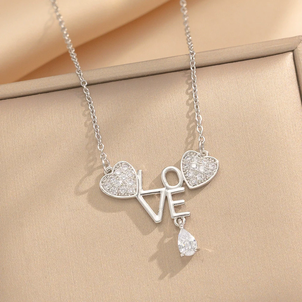 Necklace Titanium Steel Heartshaped Retro Fashion Creative Design Electroplating For Women - Image 2