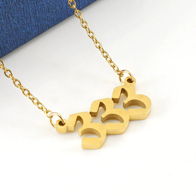 Necklace 316L Stainless Steel Lucky Number Pendant With Letters Numbers Text Design For Women - Image 2