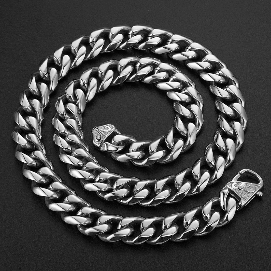 Necklace Titanium Steel Sixsided Cuban Chain Cast Buckle Polishing Men's - Image 3