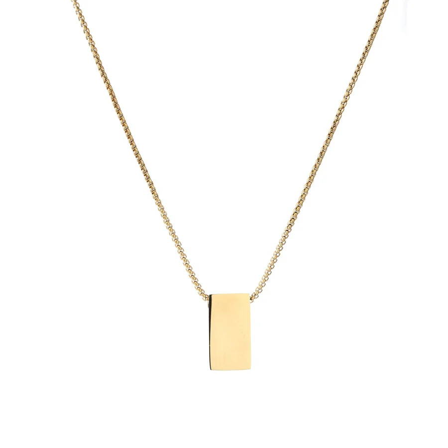 Necklace Titanium Steel Square Geometric Cuboid Electroplating Couple Jewelry - Image 5