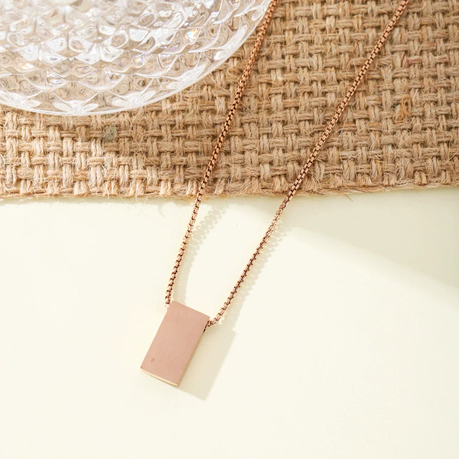 Necklace Titanium Steel Square Geometric Cuboid Electroplating Couple Jewelry - Image 8