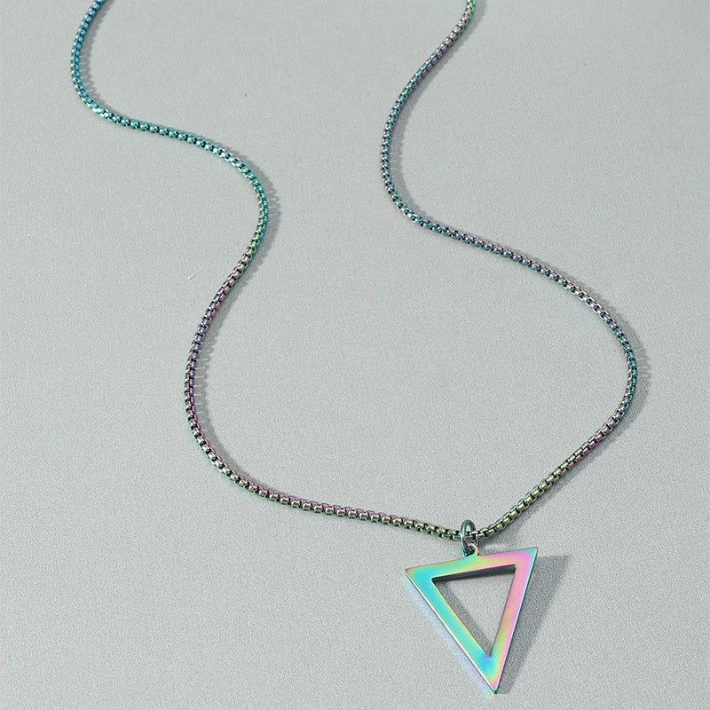 Necklace Titanium Steel Stainless Steel Geometric Triangle Pendant Electroplated Jewelry For Men - Image 3