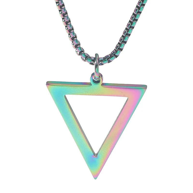 Necklace Titanium Steel Stainless Steel Geometric Triangle Pendant Electroplated Jewelry For Men - Image 9