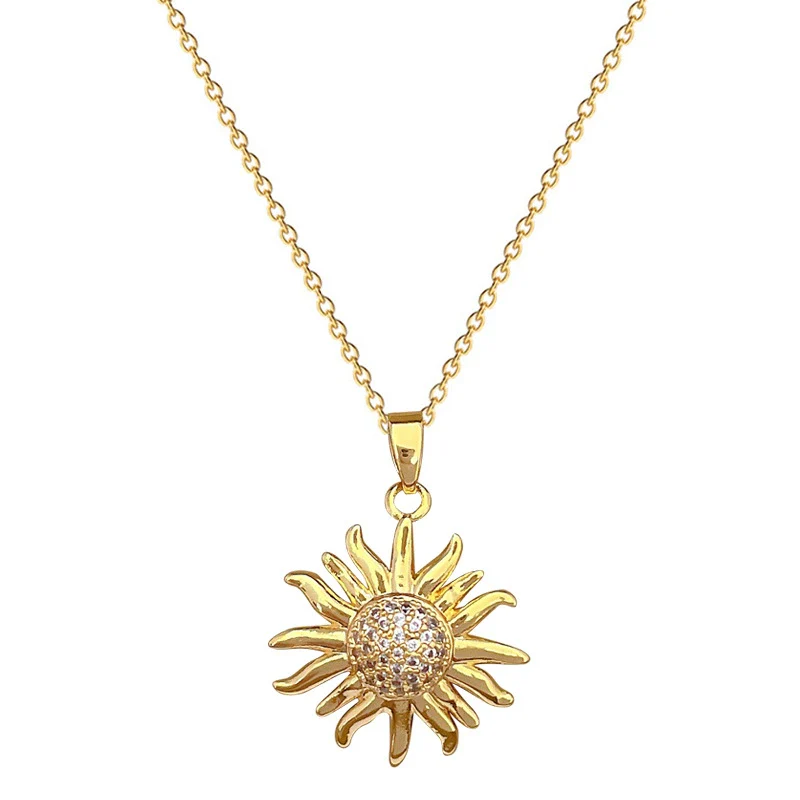 Necklace Titanium Steel Sunflower Geometric Copper Stainless Steel - Image 5
