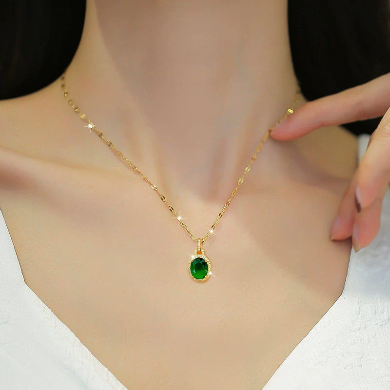 Necklace Titanium Steel Water Drops Geometric Diamond Design Unisex Light Luxury - Image 3