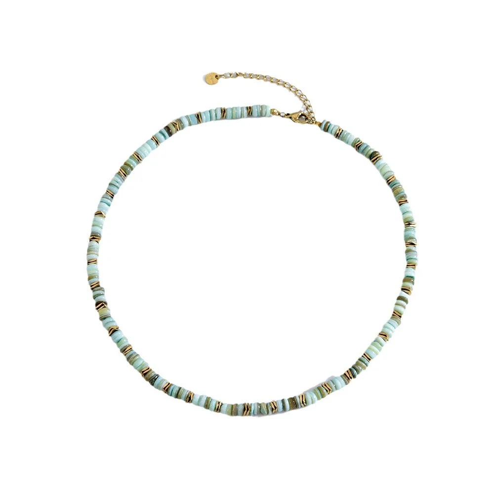 Necklace Turquoise Titanium Steel Electroplated 18K Gold Women's Jewelry - Image 5