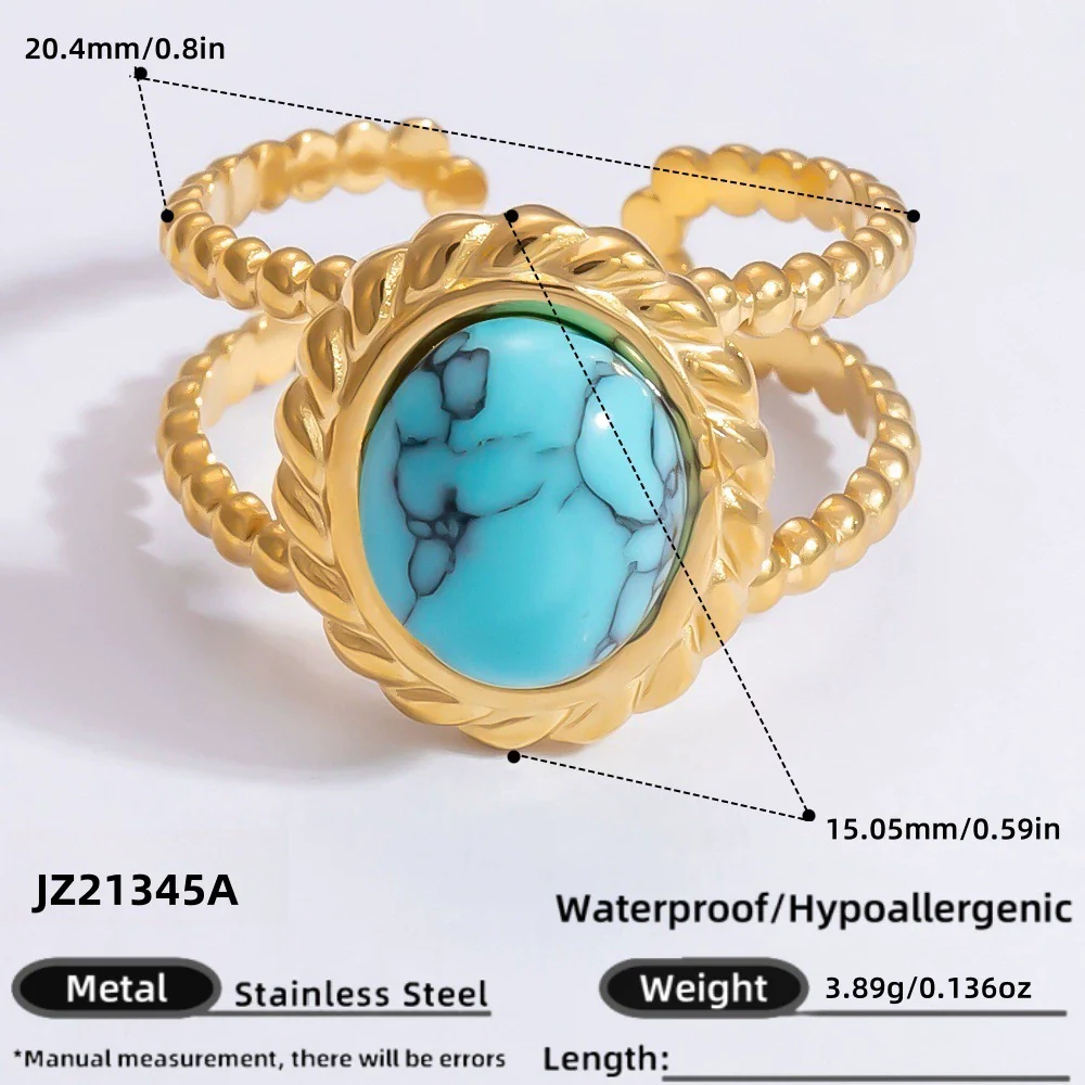 Necklace Turquoise Titanium Steel Electroplated 18K Gold Women's Jewelry - Image 6