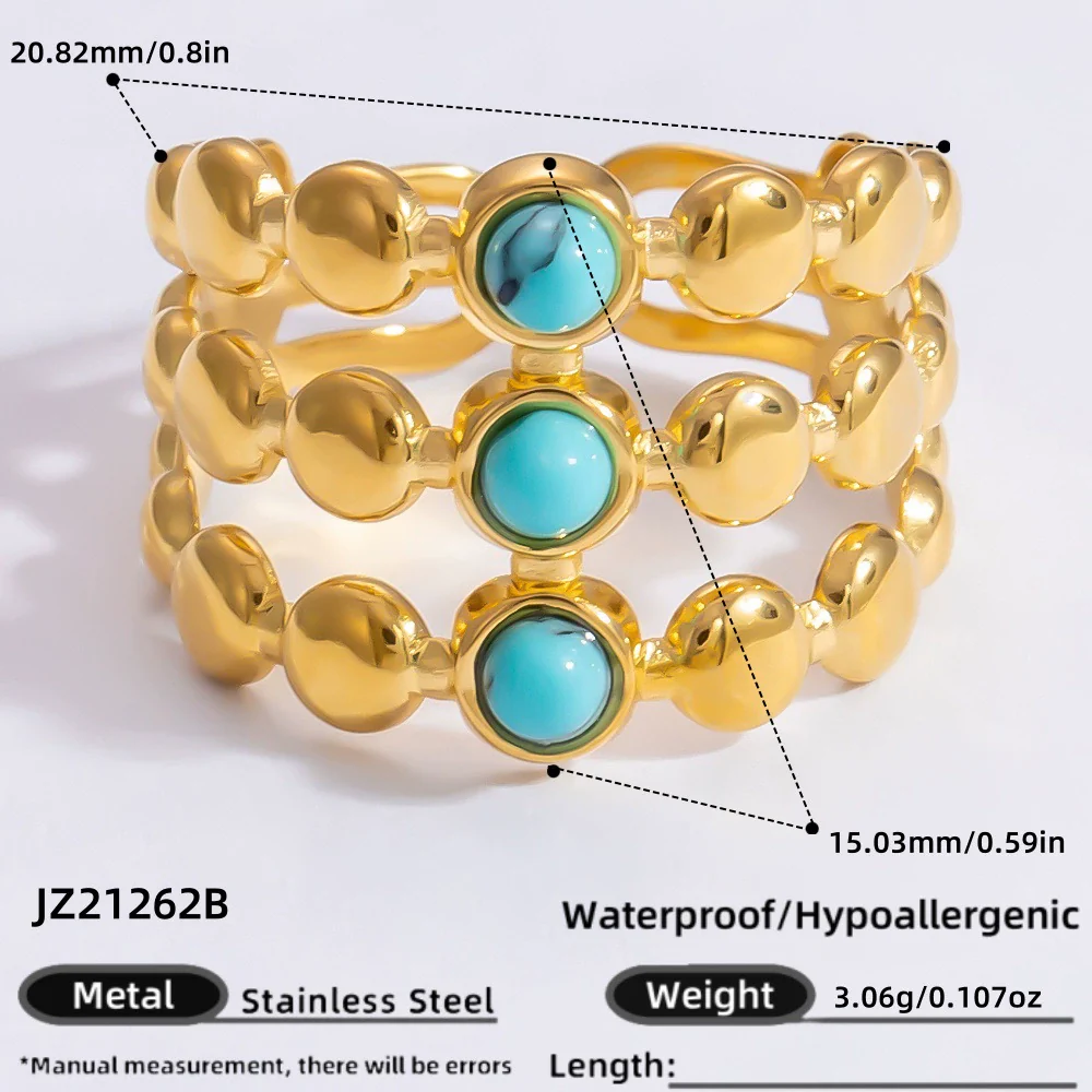 Necklace Turquoise Titanium Steel Electroplated 18K Gold Women's Jewelry - Image 7