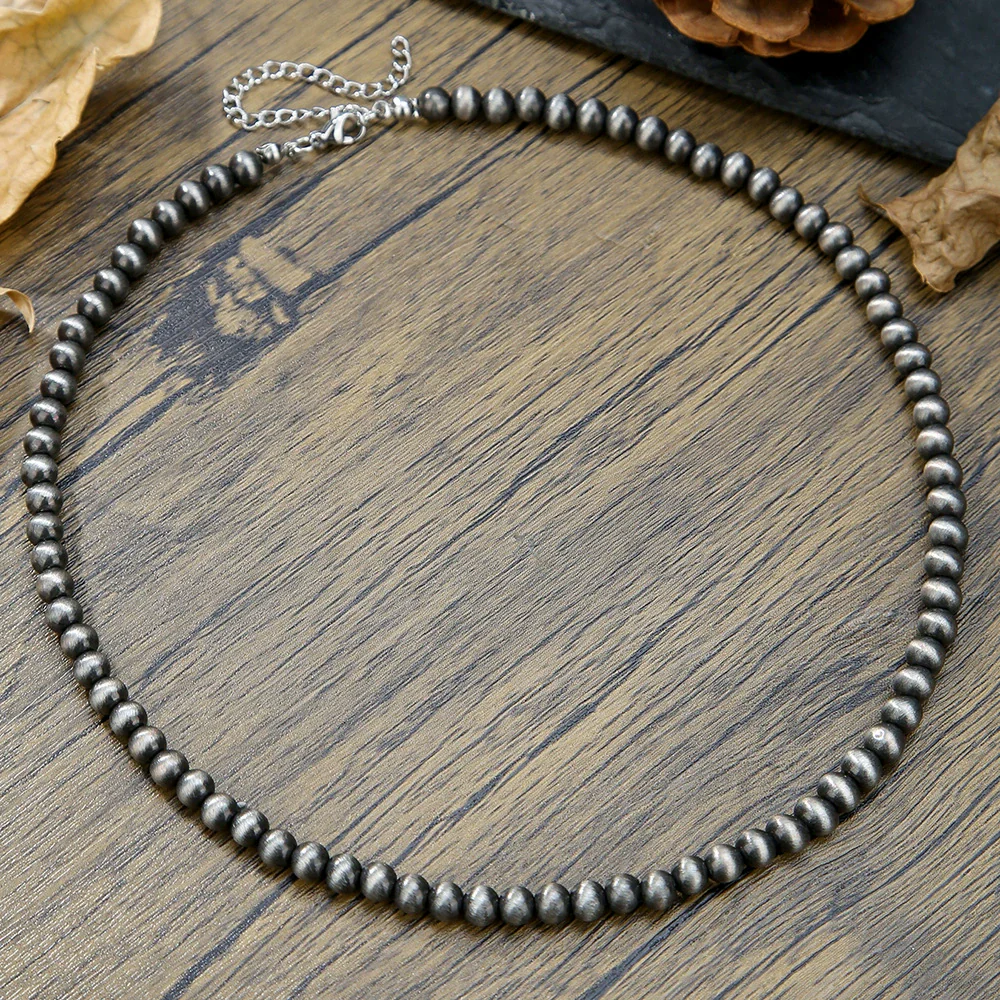 Necklace Western Denim Style Imitation Pearl Beaded Ccb Stainless Steel Geometric Handmade - Image 6