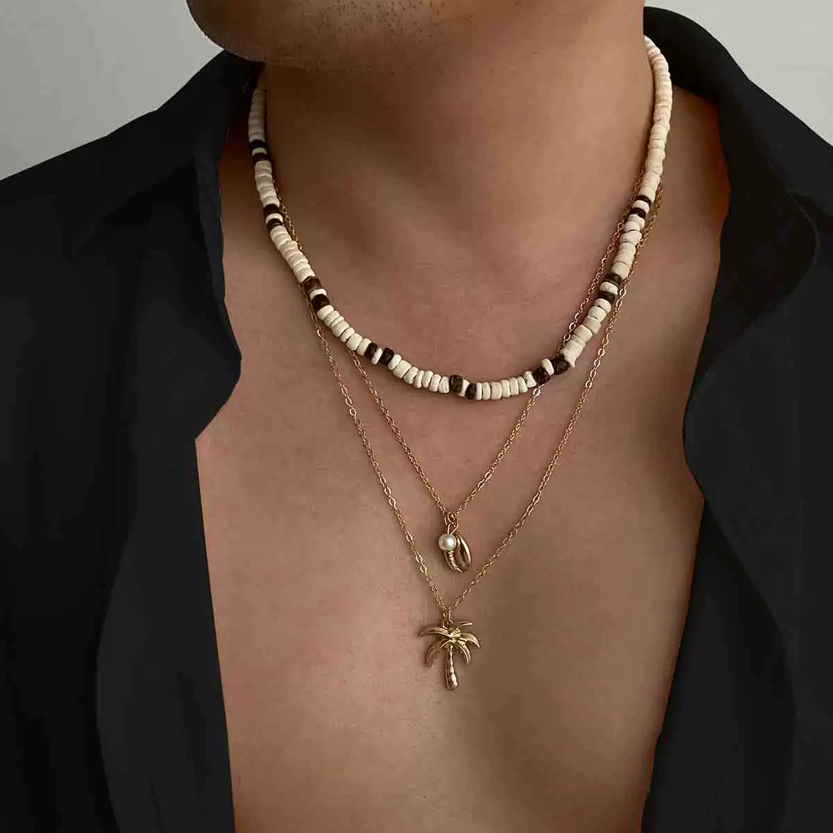 Necklace Wood Alloy Geometric Handmade Men's Jewelry - Image 3