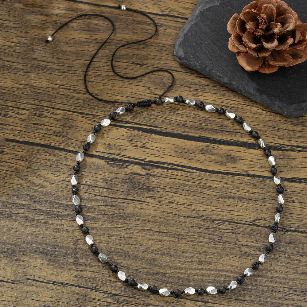 Necklace Wood Chip Coconut Shell Bohemian Geometric Handmade Stainless Steel - Image 20
