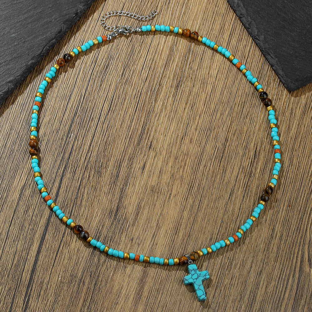 Necklace Wood Chip Coconut Shell Bohemian Geometric Handmade Stainless Steel - Image 7