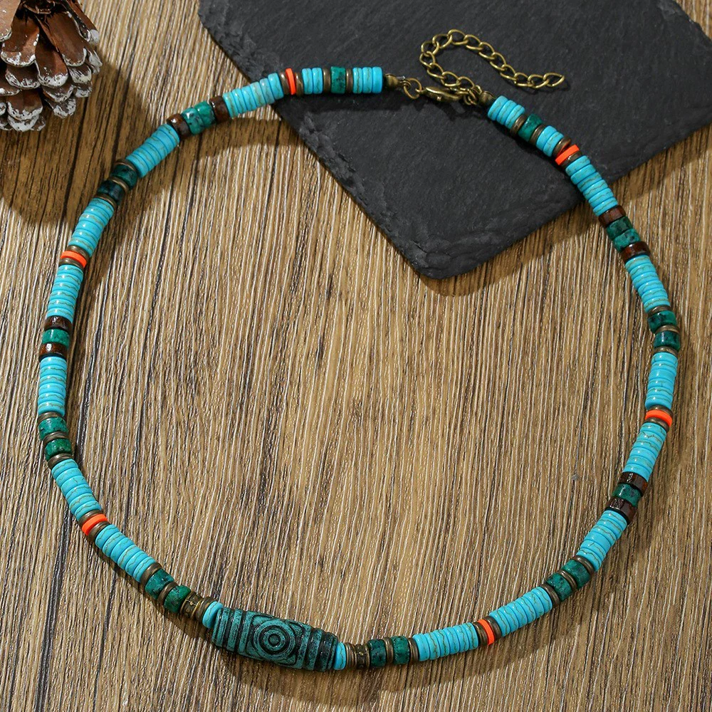 Necklace Wood Chip Coconut Shell Bohemian Geometric Handmade Stainless Steel - Image 9
