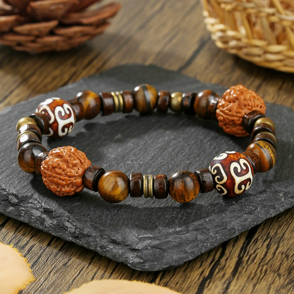Necklace Wooden Beads Alloy Geometric Electroplated Bohemian Style O Word Chain - Image 6
