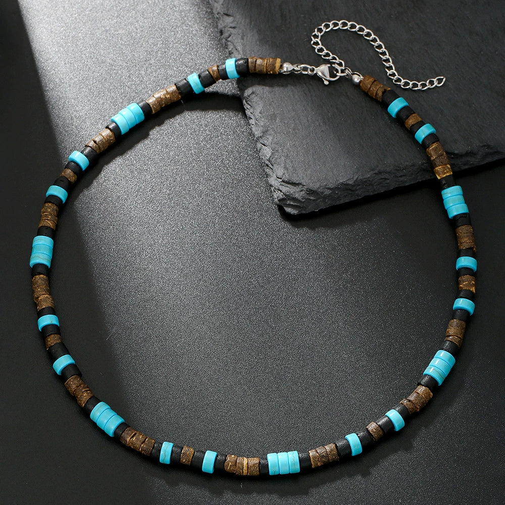 Necklace Wooden Chips Volcanic Stone Geometric Handmade Men's Personality Minimalist - Image 22