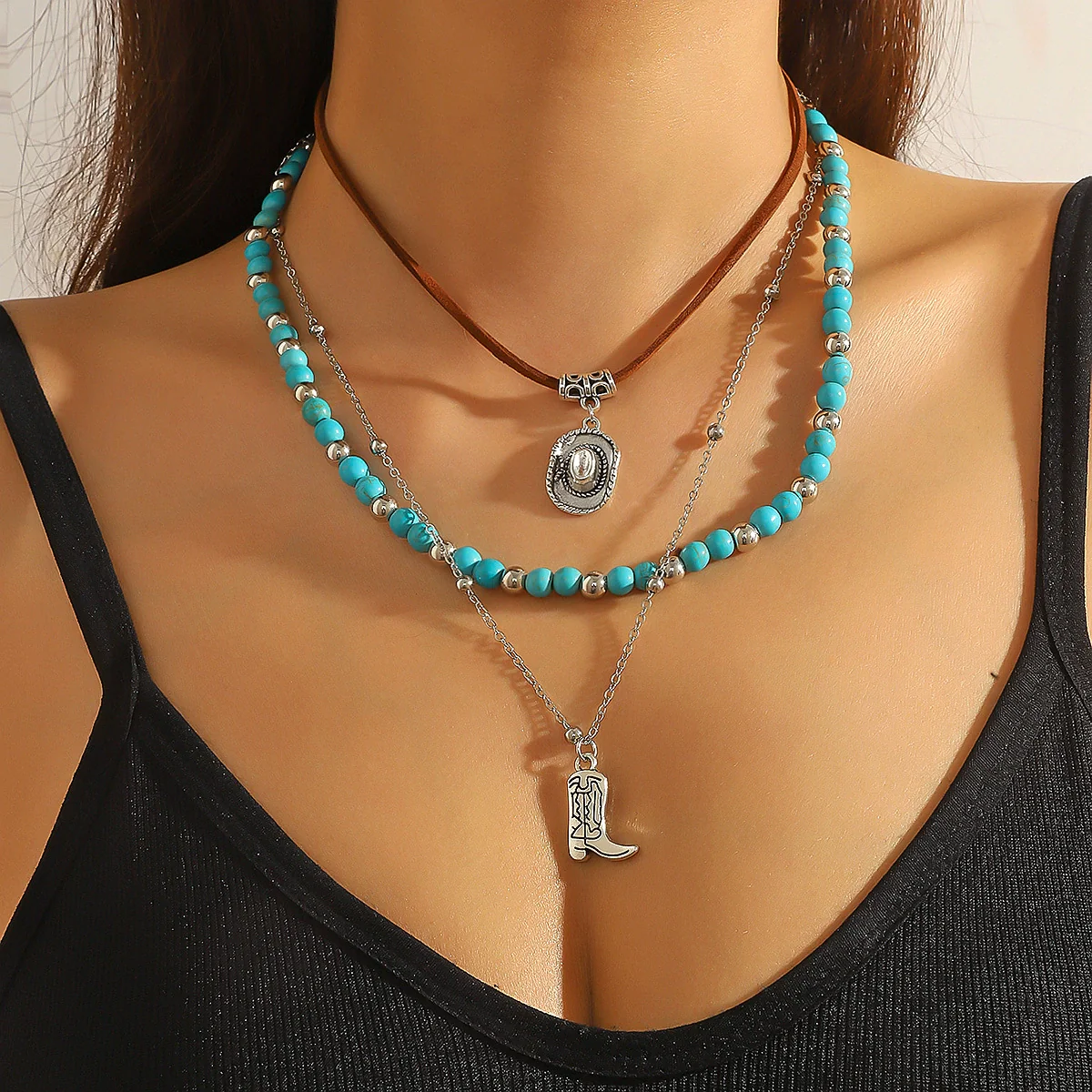 Necklace Zinc Alloy Geometric Animal Zodiac Electroplating Vintage Niutou Cross Ochain - Image 2