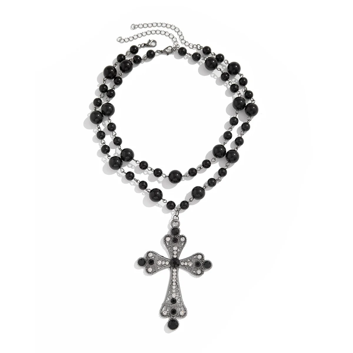 Necklace Zinc Alloy Geometric Diamond Microinlaid Imitation Pearl Multilayered Stacked Exaggerated Jewelry - Image 12