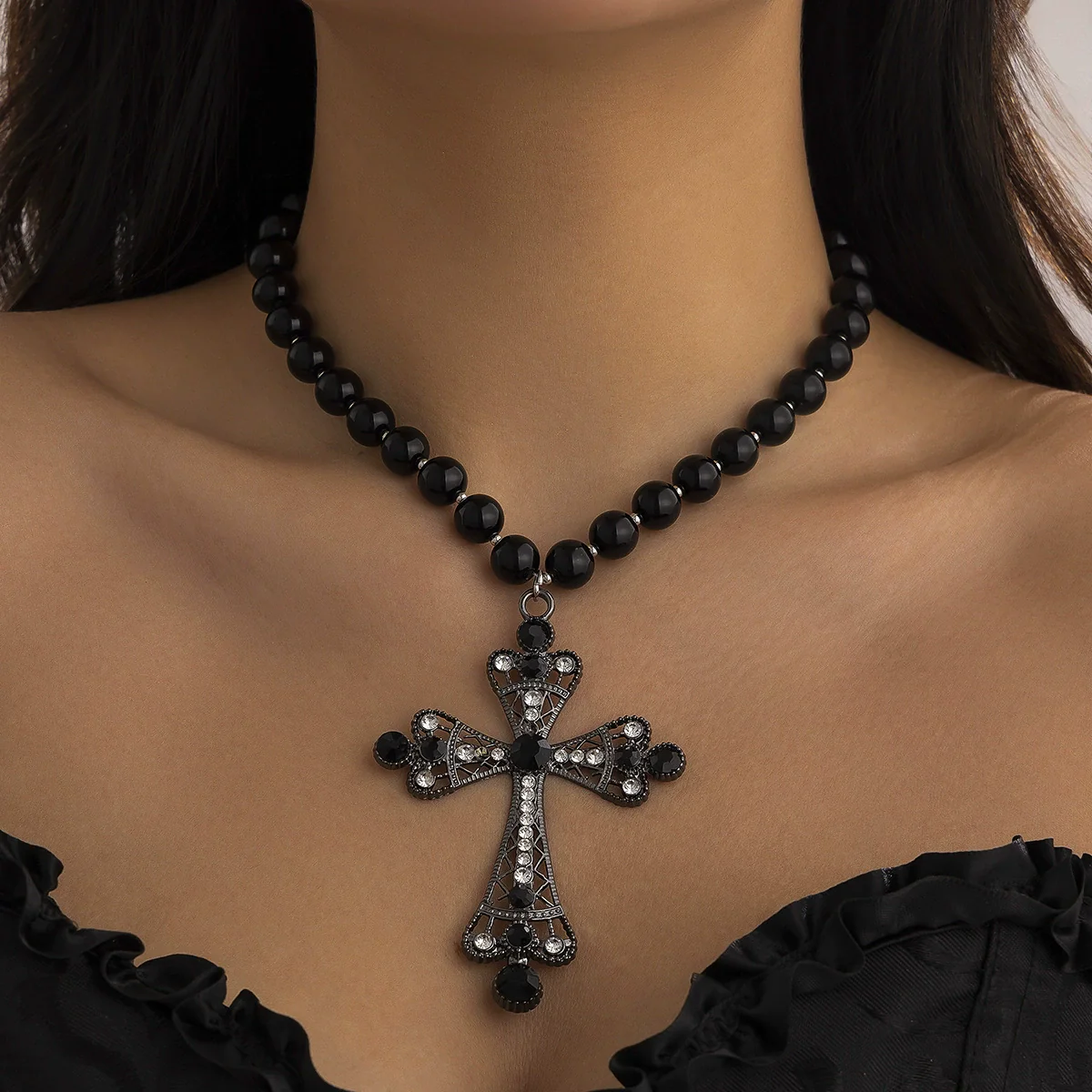 Necklace Zinc Alloy Geometric Diamond Microinlaid Imitation Pearl Multilayered Stacked Exaggerated Jewelry - Image 6