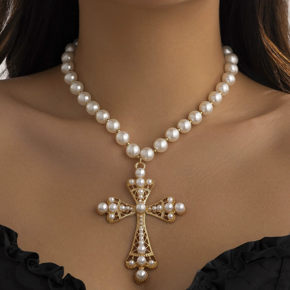 Necklace Zinc Alloy Geometric Diamond Microinlaid Imitation Pearl Multilayered Stacked Exaggerated Jewelry - Image 7