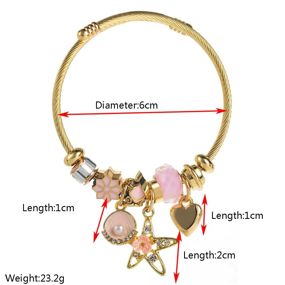 New Fashion Geometric Alloy Bracelet With Diamond Star Shell Pendant Set With Diamonds Unisex - Image 2