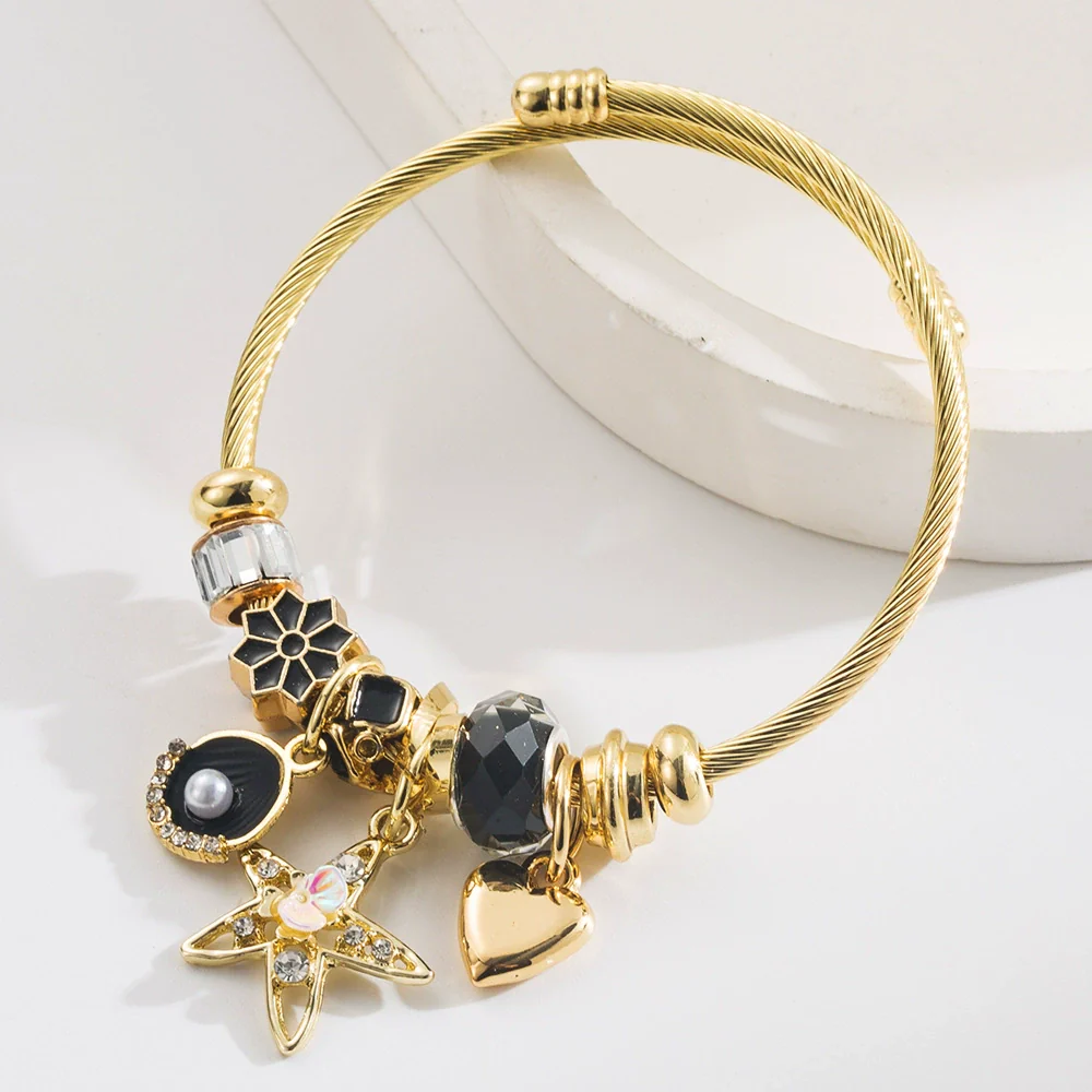 New Fashion Geometric Alloy Bracelet With Diamond Star Shell Pendant Set With Diamonds Unisex - Image 3