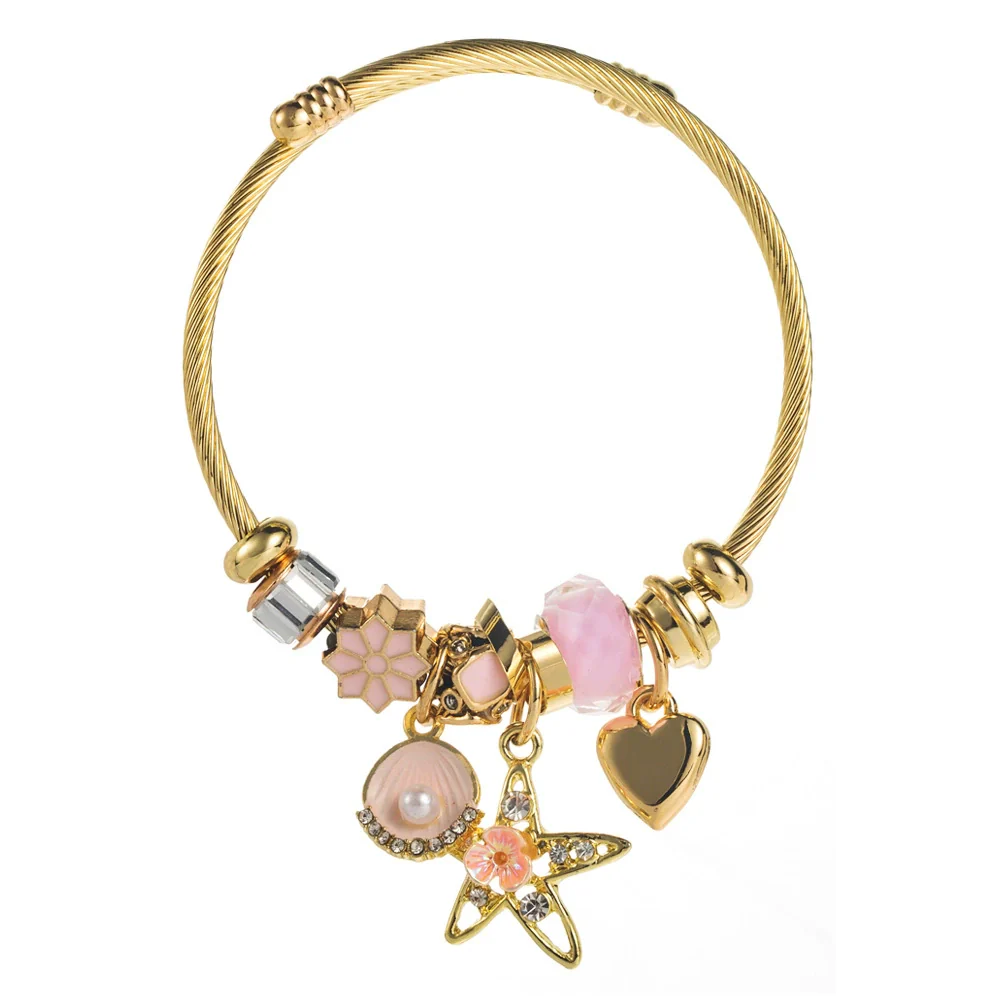 New Fashion Geometric Alloy Bracelet With Diamond Star Shell Pendant Set With Diamonds Unisex - Image 5