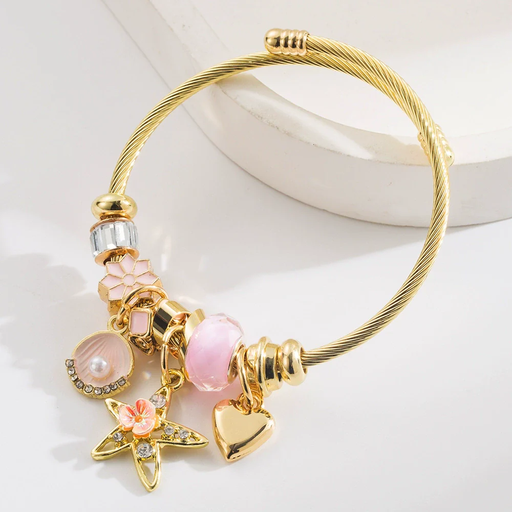 New Fashion Geometric Alloy Bracelet With Diamond Star Shell Pendant Set With Diamonds Unisex - Image 6