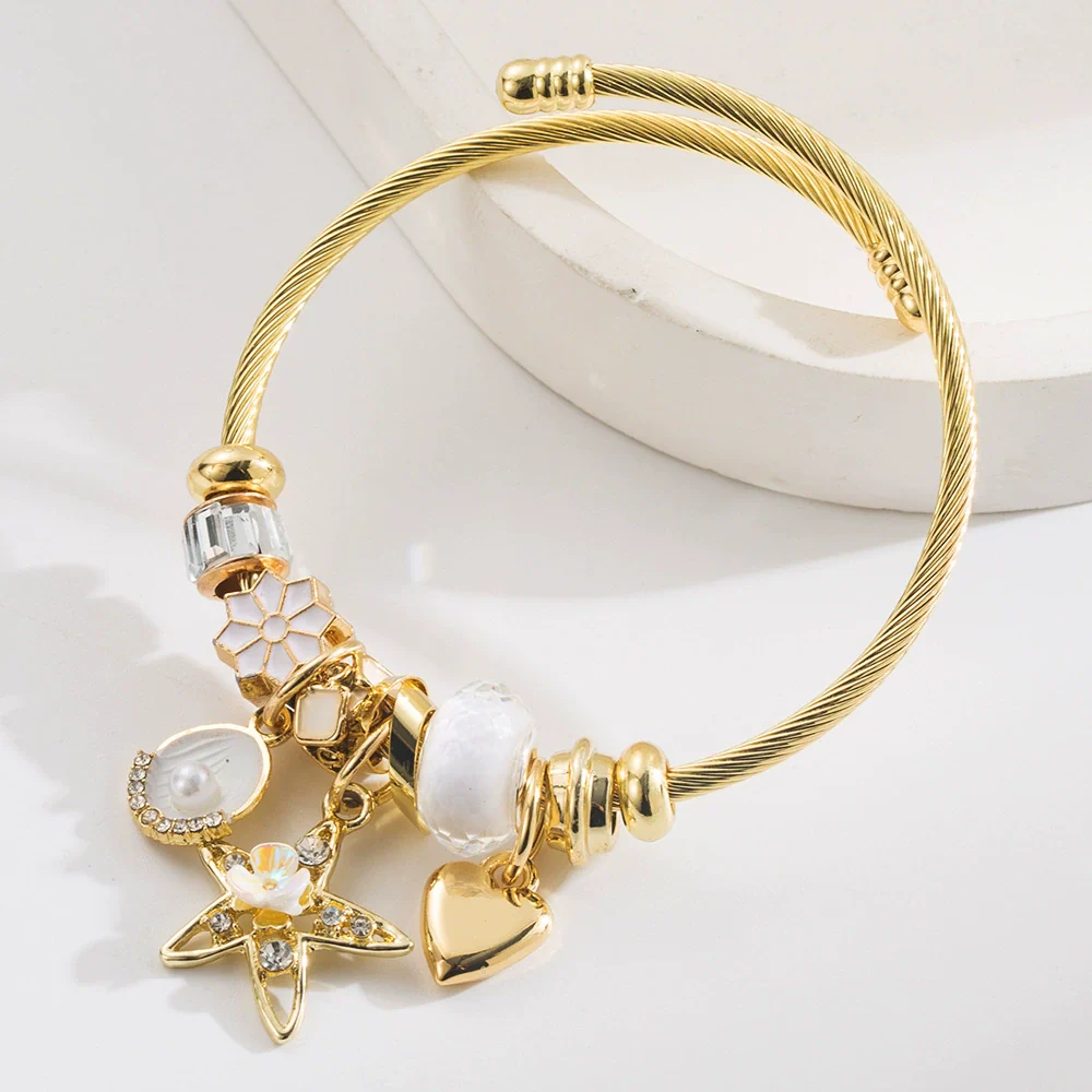 New Fashion Geometric Alloy Bracelet With Diamond Star Shell Pendant Set With Diamonds Unisex - Image 7