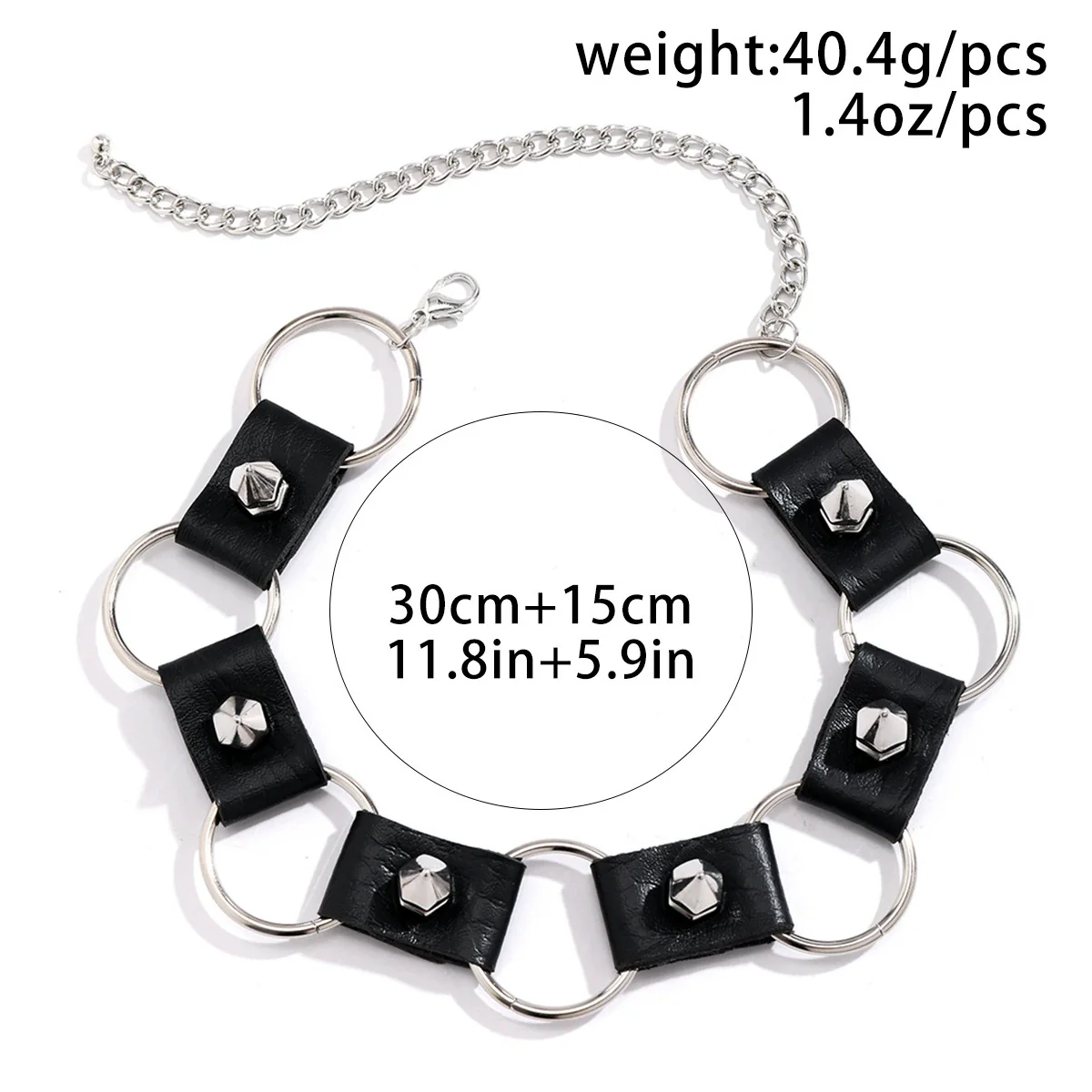 Niche Dark Style Rivet Punk Collar Leather Choker Necklace For Women Alloy Pendant Heart Pattern - Image 5