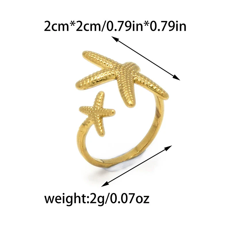 Niche High Personality Exaggerated Temperament Women's Open Starfish Ring Stainless Steel Titanium Steel Electroplated - Image 6