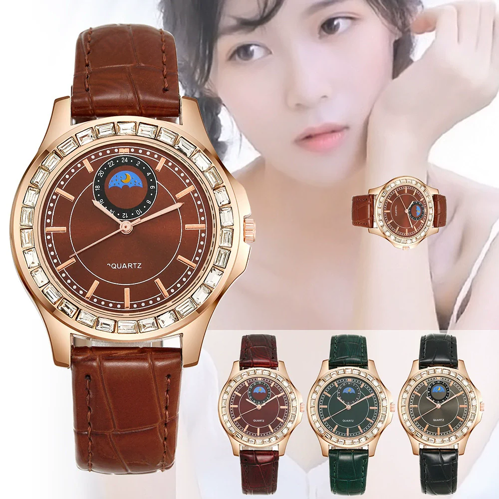 Non Mechanical Quartz Belt Watch For Men And Women Alloy Case Imitation Leather Strap Stainless Steel Clasp Round Dial Business Style