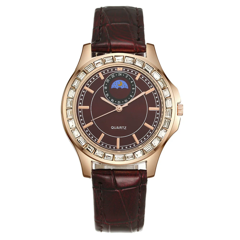 Non Mechanical Quartz Belt Watch For Men And Women Alloy Case Imitation Leather Strap Stainless Steel Clasp Round Dial Business Style - Image 3