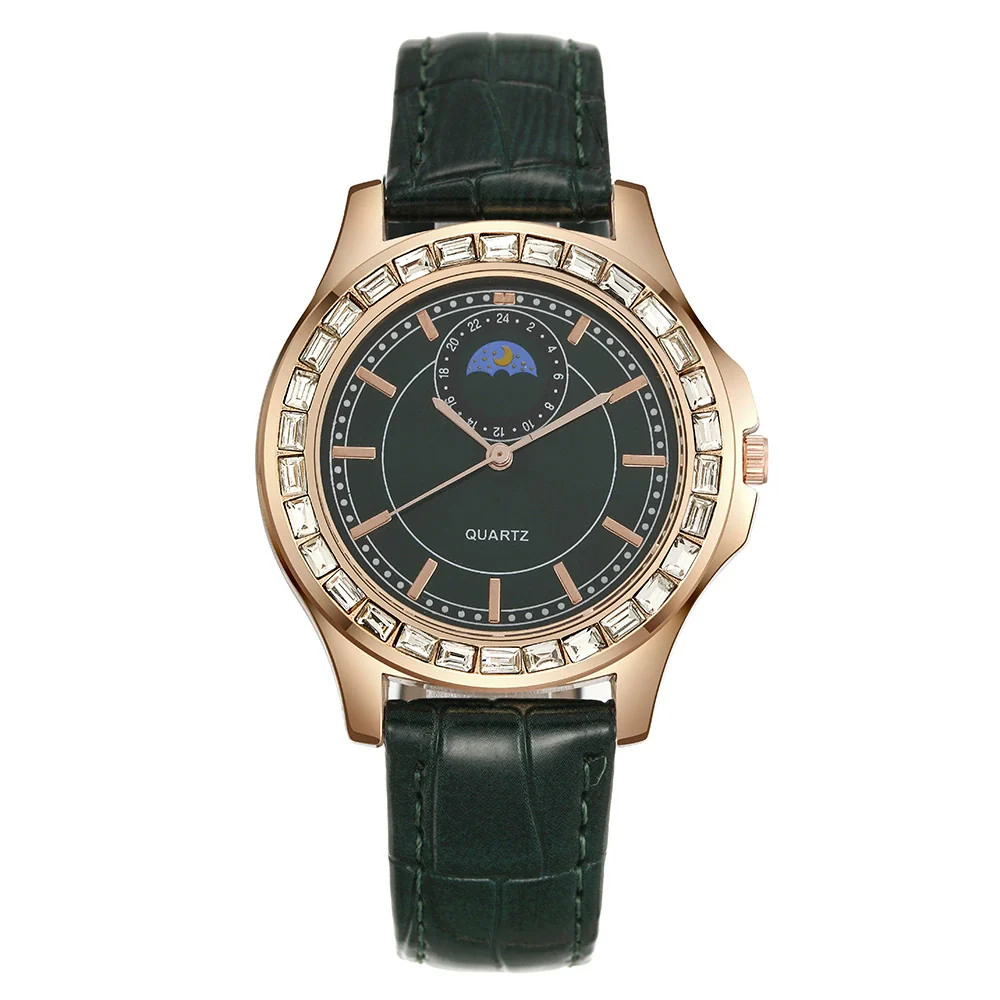 Non Mechanical Quartz Belt Watch For Men And Women Alloy Case Imitation Leather Strap Stainless Steel Clasp Round Dial Business Style - Image 8