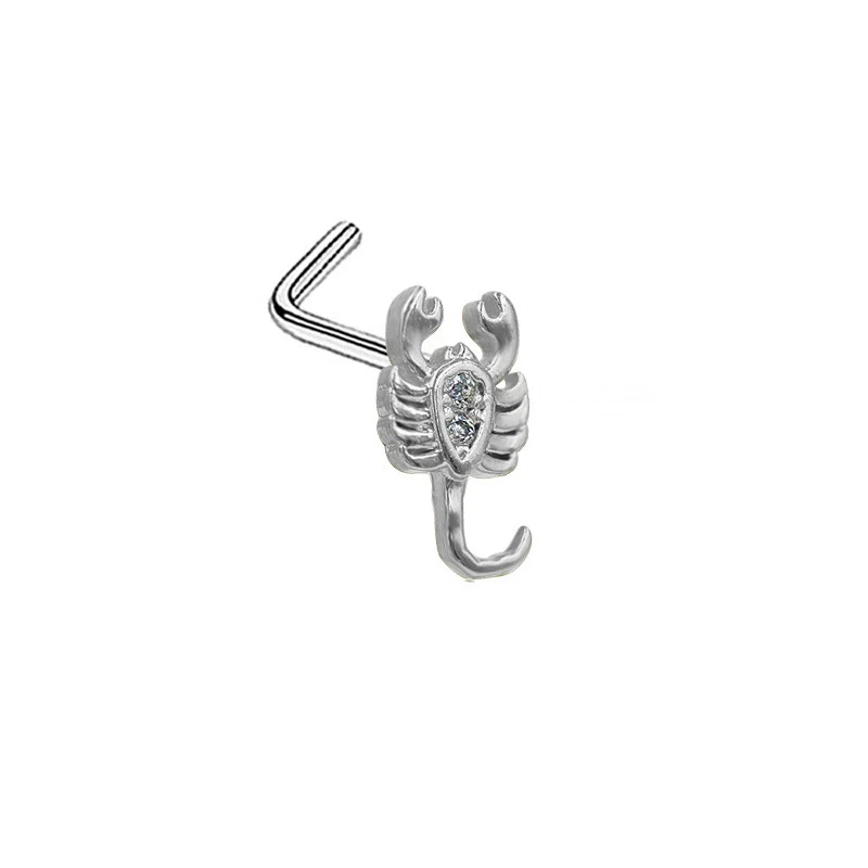 Nose Nail Piercing Jewelry Stainless Steel Animal Spider Scorpion Cat Claw Heart Inlaid Zircon Diamond Style - Image 20