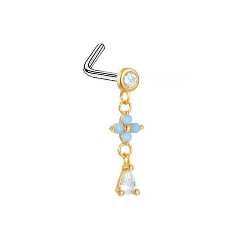 Nose Nail Puncture Jewelry Stainless Steel Heart Shaped With White Zircon - Image 11