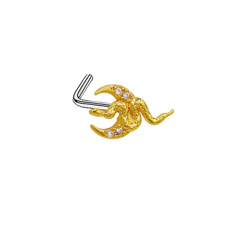 Nose Nail Puncture Jewelry Stainless Steel Heart Shaped With White Zircon - Image 12