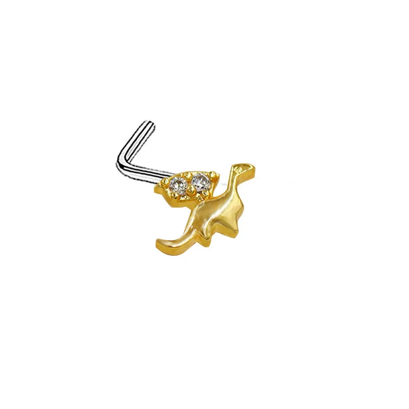 Nose Nail Puncture Jewelry Stainless Steel Heart Shaped With White Zircon - Image 14