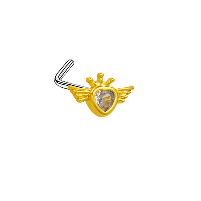 Nose Nail Puncture Jewelry Stainless Steel Heart Shaped With White Zircon - Image 16