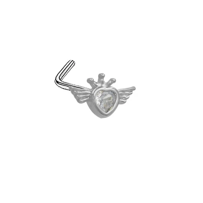 Nose Nail Puncture Jewelry Stainless Steel Heart Shaped With White Zircon - Image 17