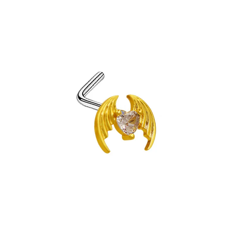 Nose Nail Puncture Jewelry Stainless Steel Heart Shaped With White Zircon - Image 18