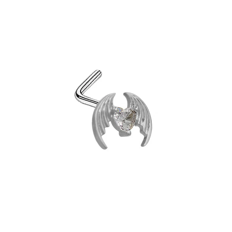 Nose Nail Puncture Jewelry Stainless Steel Heart Shaped With White Zircon - Image 19