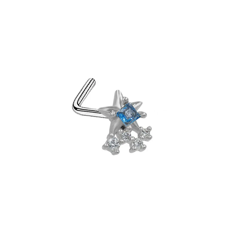 Nose Nail Puncture Jewelry Stainless Steel Heart Shaped With White Zircon - Image 21