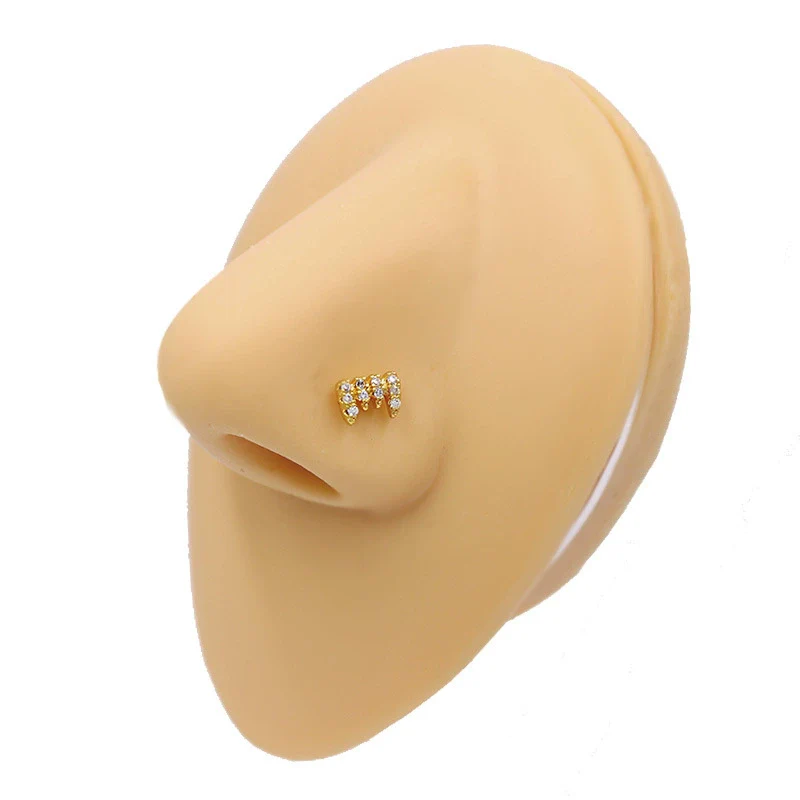 Nose Nail Puncture Jewelry Stainless Steel Heart Shaped With White Zircon - Image 3